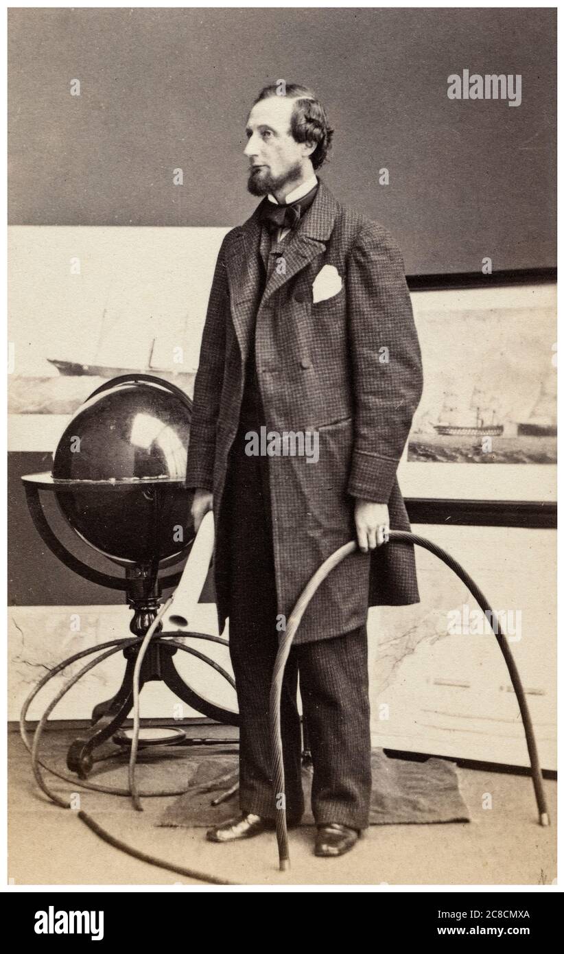 Cyrus West Field (1819-1892), financiador estadounidense de la Atlantic Telegraph Company, que colocó el primer cable de Telegraph Transatlántico en 1858, fotografía de retrato de Charles DeForest Fredricks, alrededor de 1863 Foto de stock