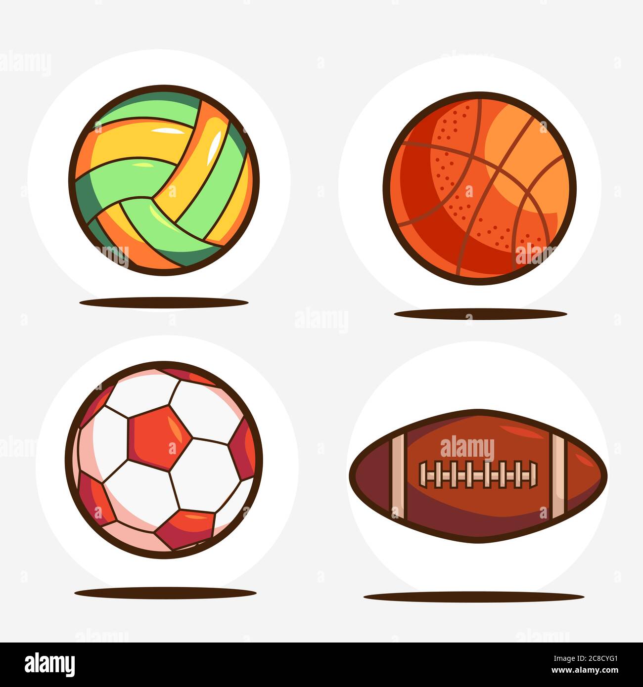 Juego de equipos deportivos. Voleibol, baloncesto, fútbol y vector americano del fútbol Ilustración del Vector