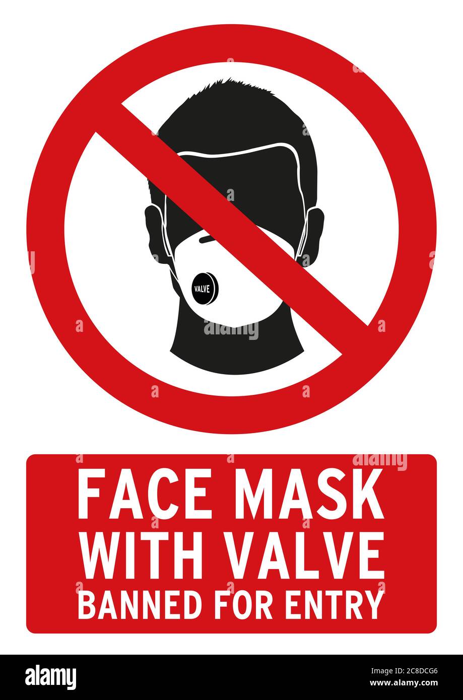 máscara con válvula prohibida para cartel de entrada. Este cartel está