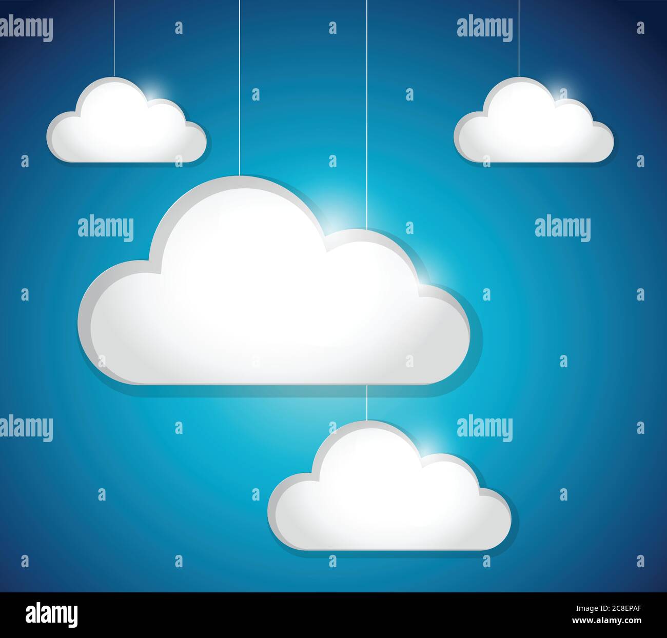 Nubes colgantes ilustración diseño sobre un fondo azul Imagen Vector de  stock - Alamy