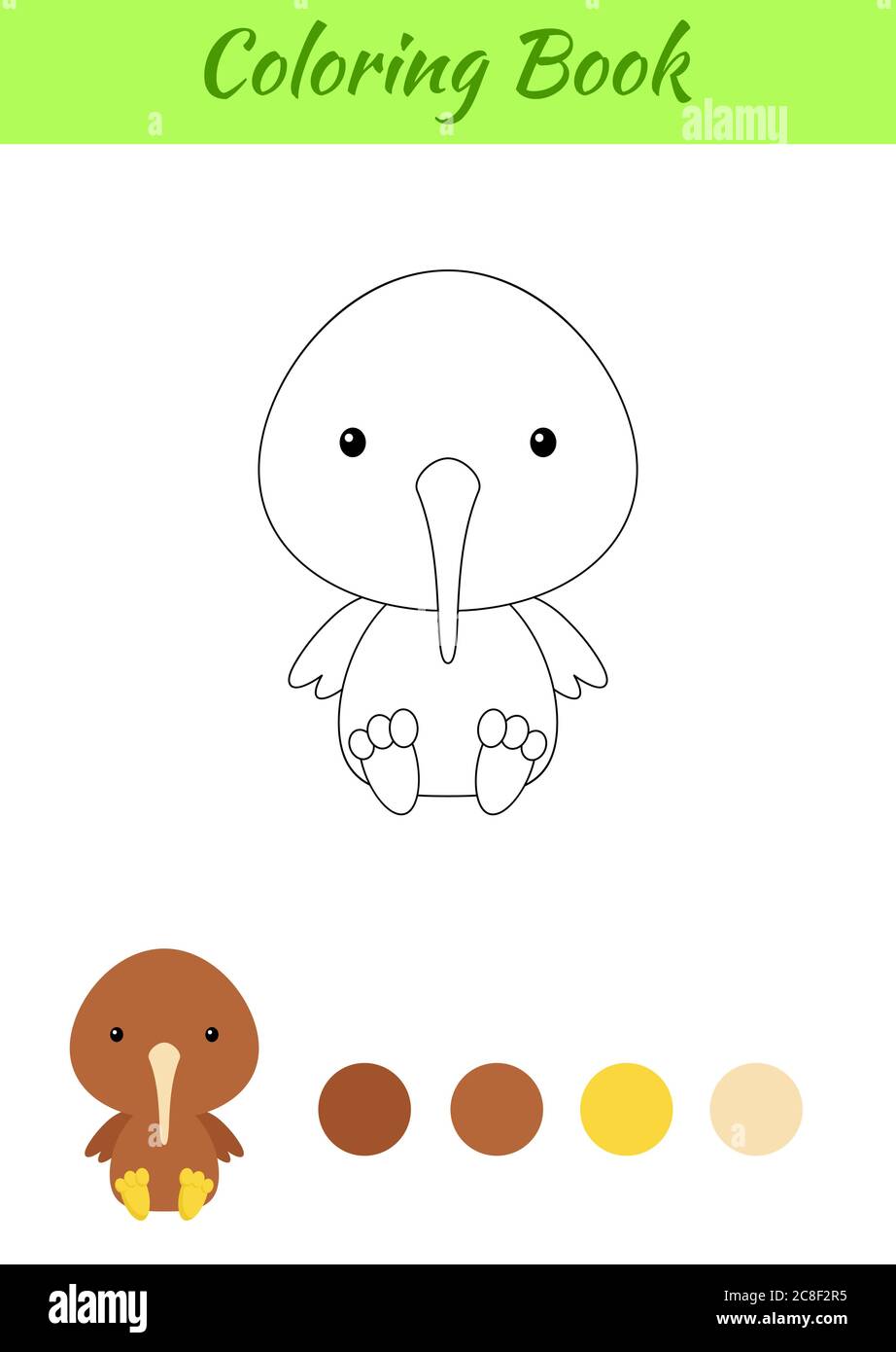 Colorear Pagina Bebe Pequeno Sentado Kiwi Libro De Colorear Para Ninos Actividad Educativa Para Ninos De Preescolar Y Ninos Pequenos Con Un Animal Lindo Imagen Vector De Stock Alamy