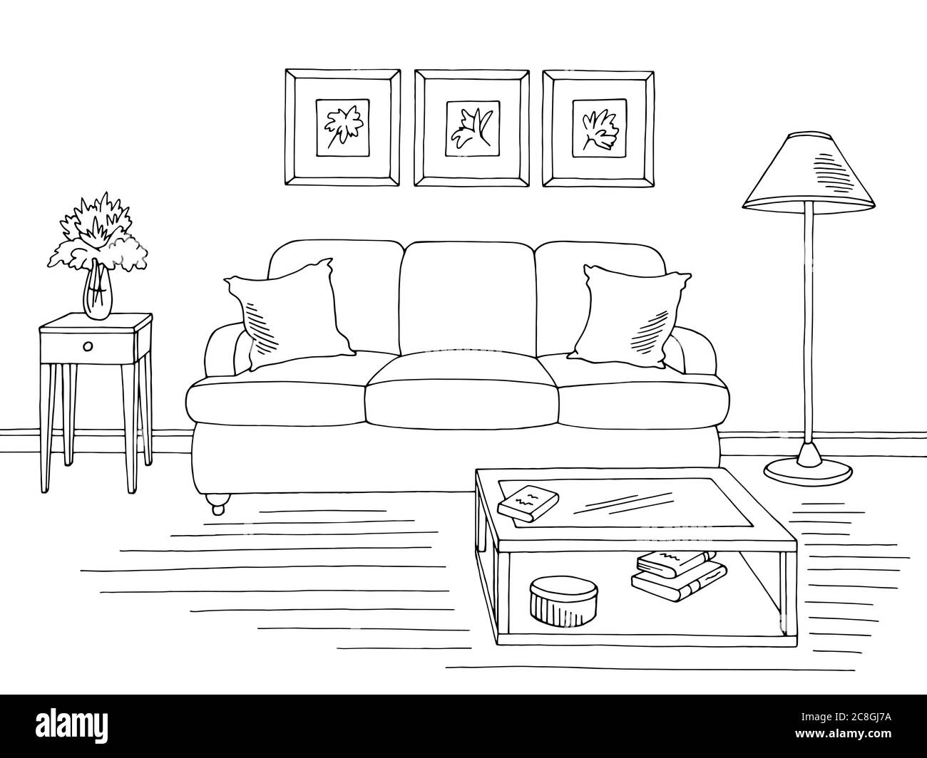 desmayarse Asser Arashigaoka Living room gráfico blanco hogar interior dibujo ilustración vector Imagen  Vector de stock - Alamy