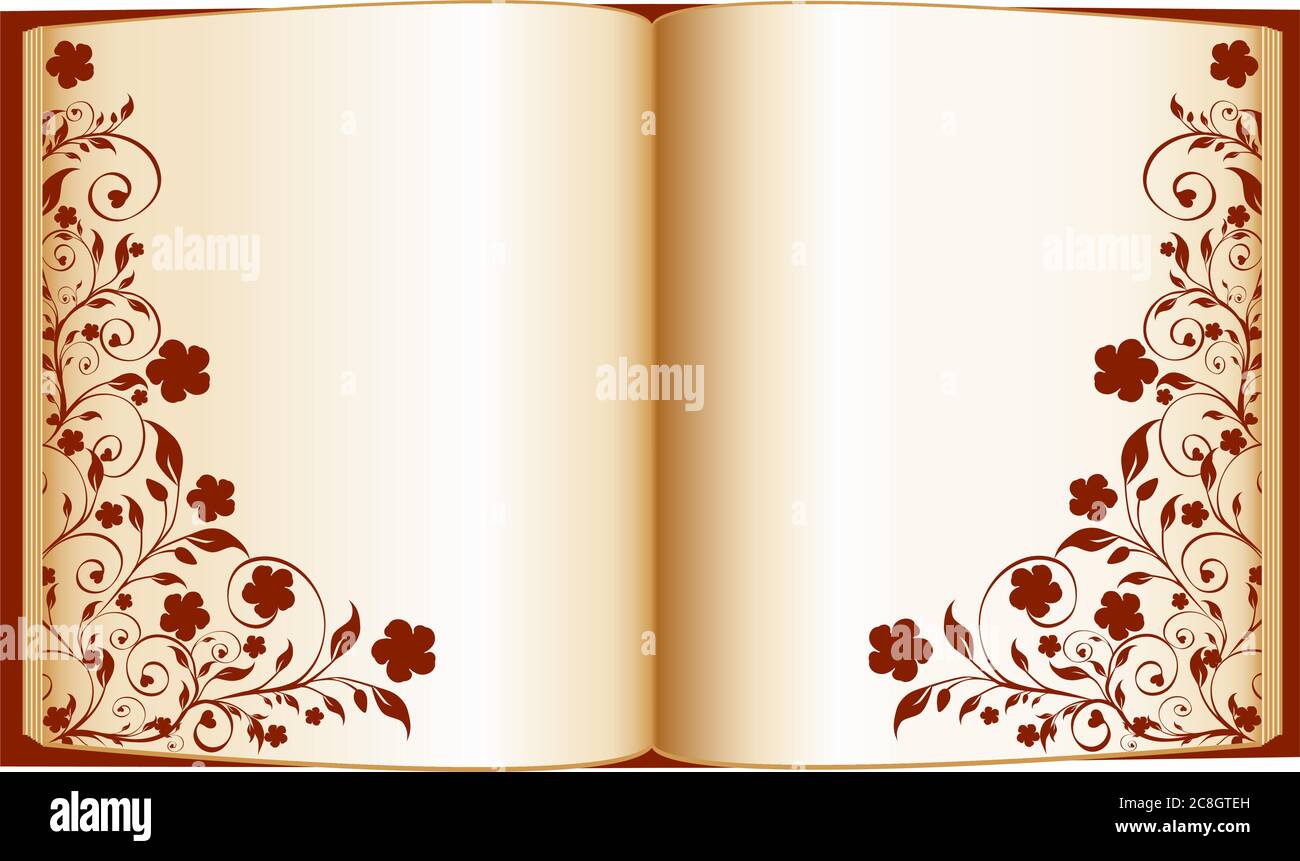 Ilustracion Vectorial De Un Libro Abierto Con Decoracion Floral Aislado Sobre Fondo Blanco Imagen Vector De Stock Alamy