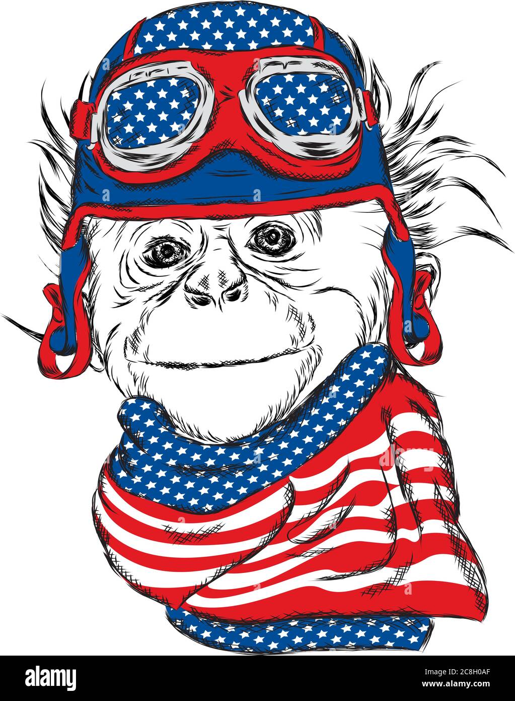 Mono con casco. Ilustraci n vectorial para tarjeta de felicitaci n
