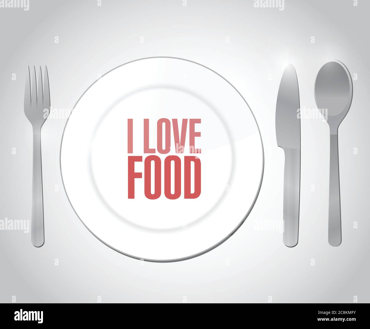 Me encanta el diseño de la ilustración de restaurantes de comida sobre un fondo blanco Ilustración del Vector