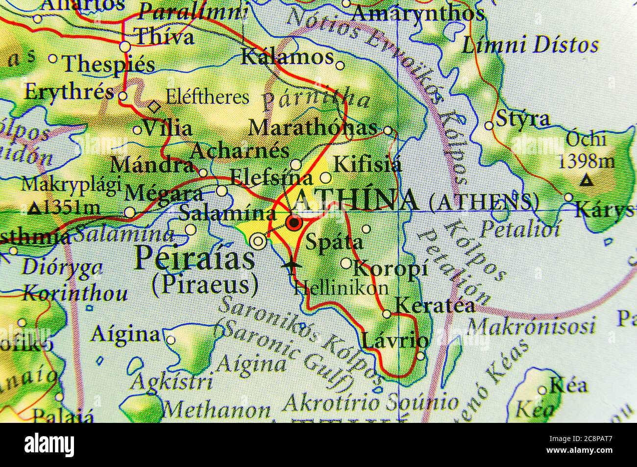Mapa Geográfico Del País Europeo Grecia Con La Ciudad De Atenas Fotografía De Stock Alamy 9737