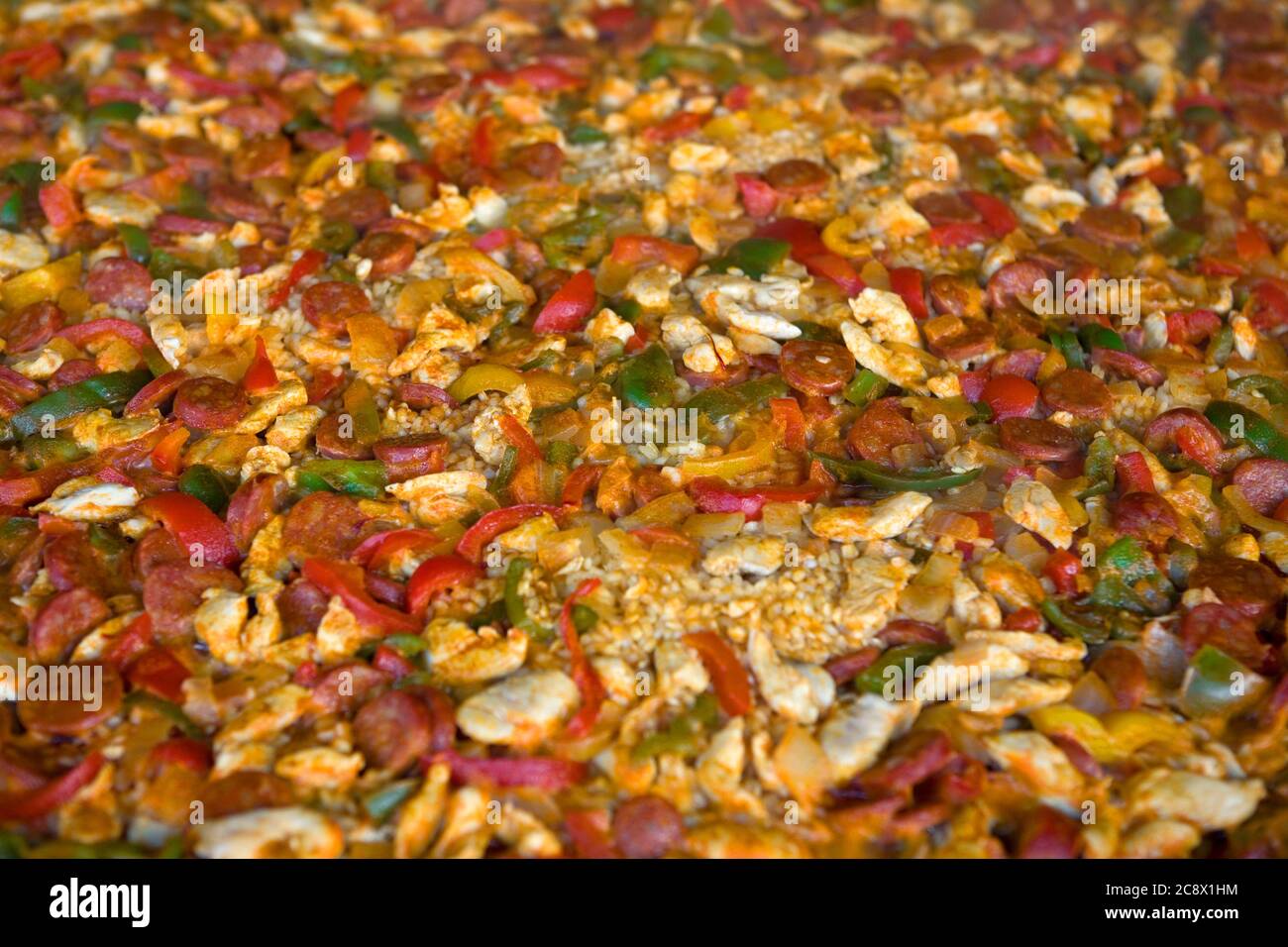 Paella cooking, Chili Fiesta, West Dean, West Sussex, Inglaterra, Reino Unido Foto de stock