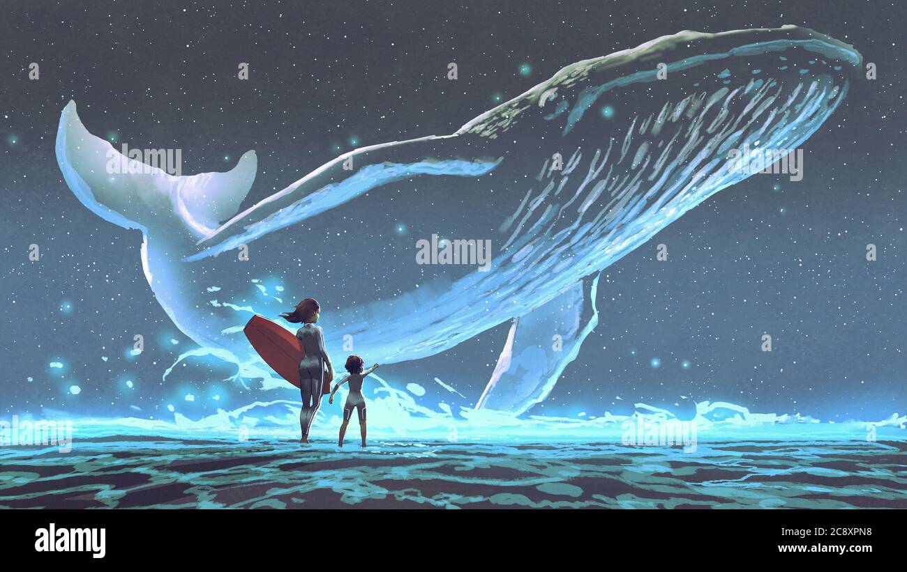 Ballenas voladoras en el cielo
