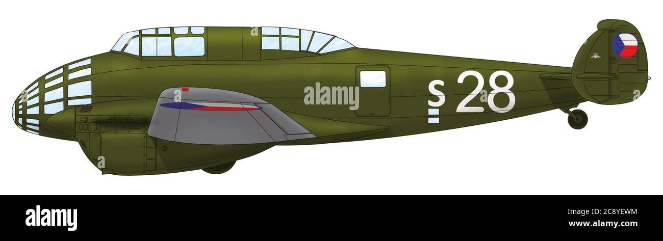 Prototipo Avia B.158.1 durante las pruebas realizadas en el Centro de Investigación Aeroespacial de Checoslovaquia (VTLÚ), 1938 Foto de stock