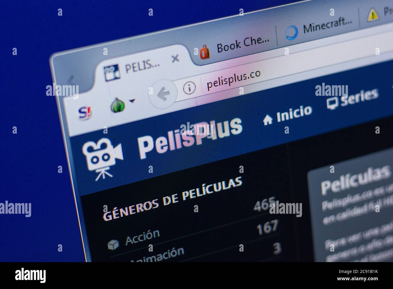 Ryazan, Rusia - 17 de junio de 2018: Página principal de PelisPlus en la pantalla PC, URL - PelisPlus.co Fotografía de stock - Alamy