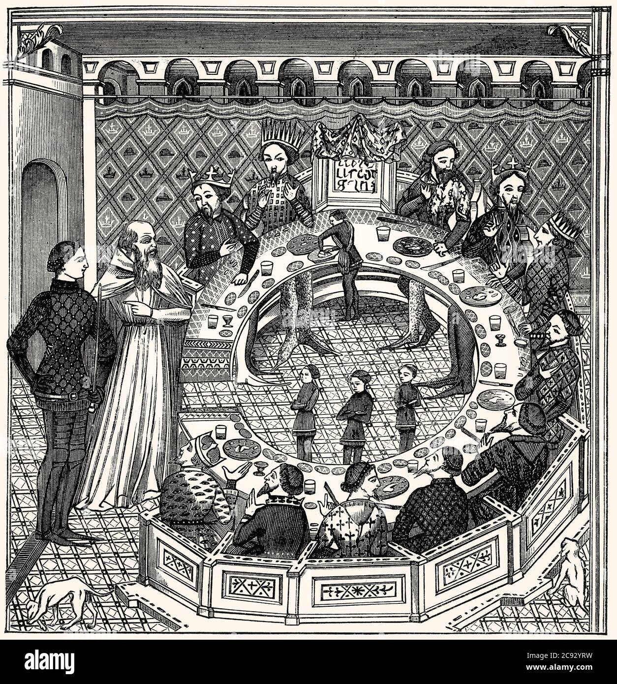 El rey Arturo y los caballeros de la mesa redonda, después de una miniatura  del siglo 14 Fotografía de stock - Alamy