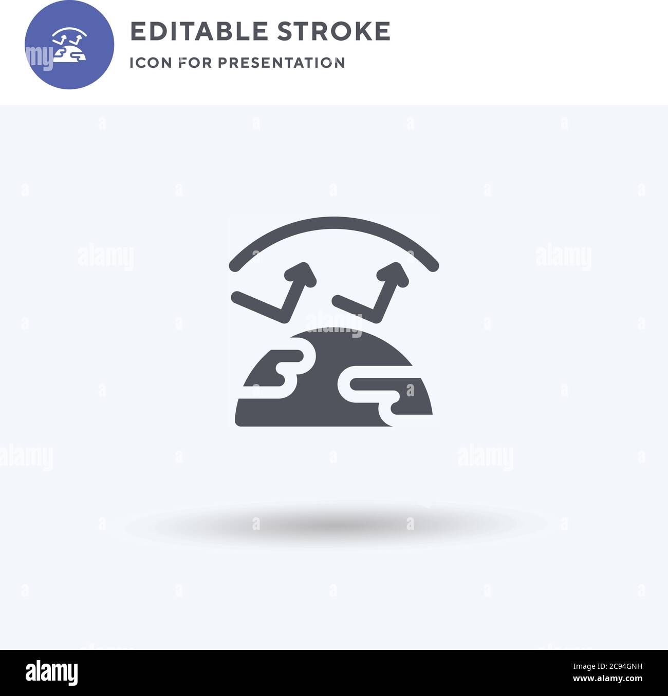 Vector de icono de efecto invernadero, signo plano relleno, pictograma