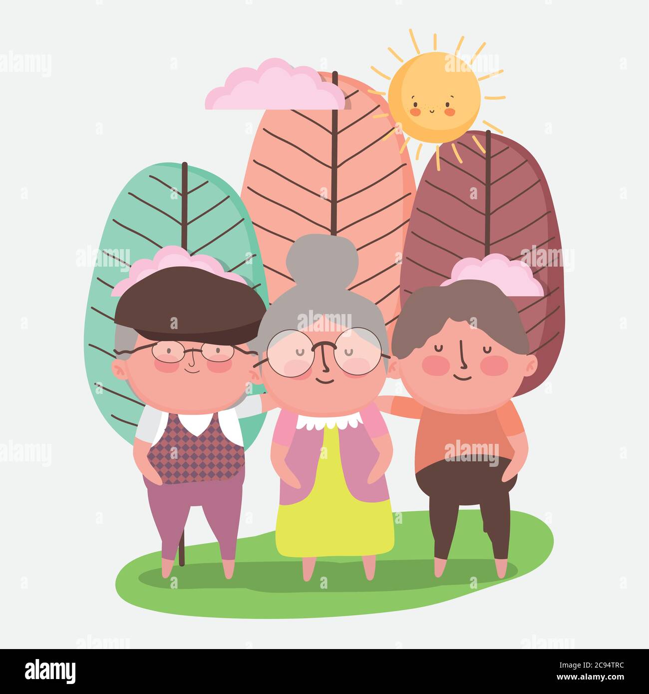 feliz día de los abuelos, abuelos y abuelitos juntos en el parque de  dibujos animados vector ilustración Imagen Vector de stock - Alamy