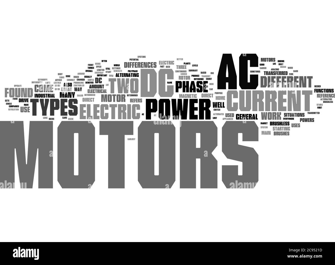 Word Cloud Resumen de la diferencia entre AC y DC Electric Motors