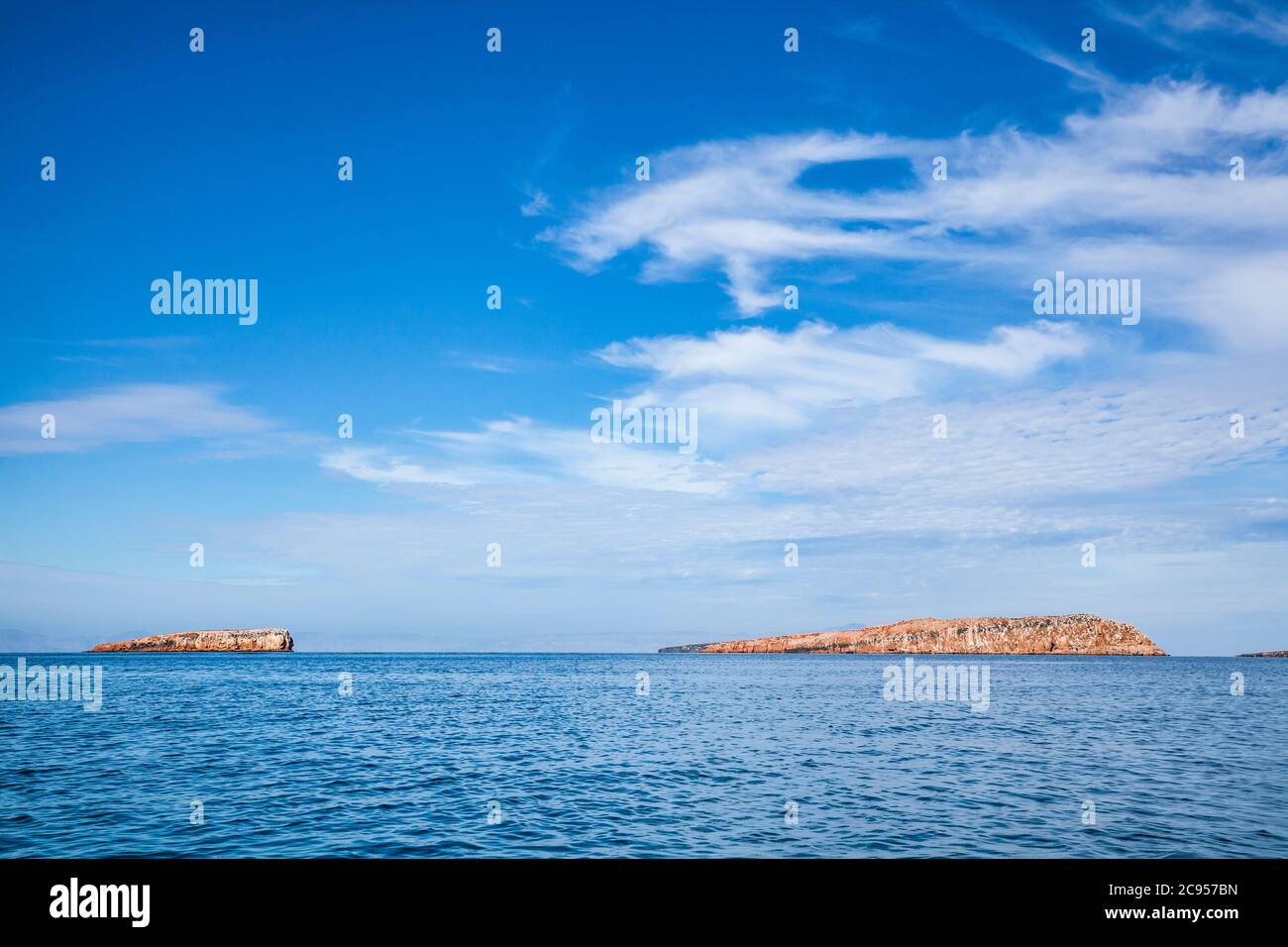 Isla Gallo e Isla Gallina en el Golfo de California cerca de Isla Espirito Santo, BCS, México. Foto de stock