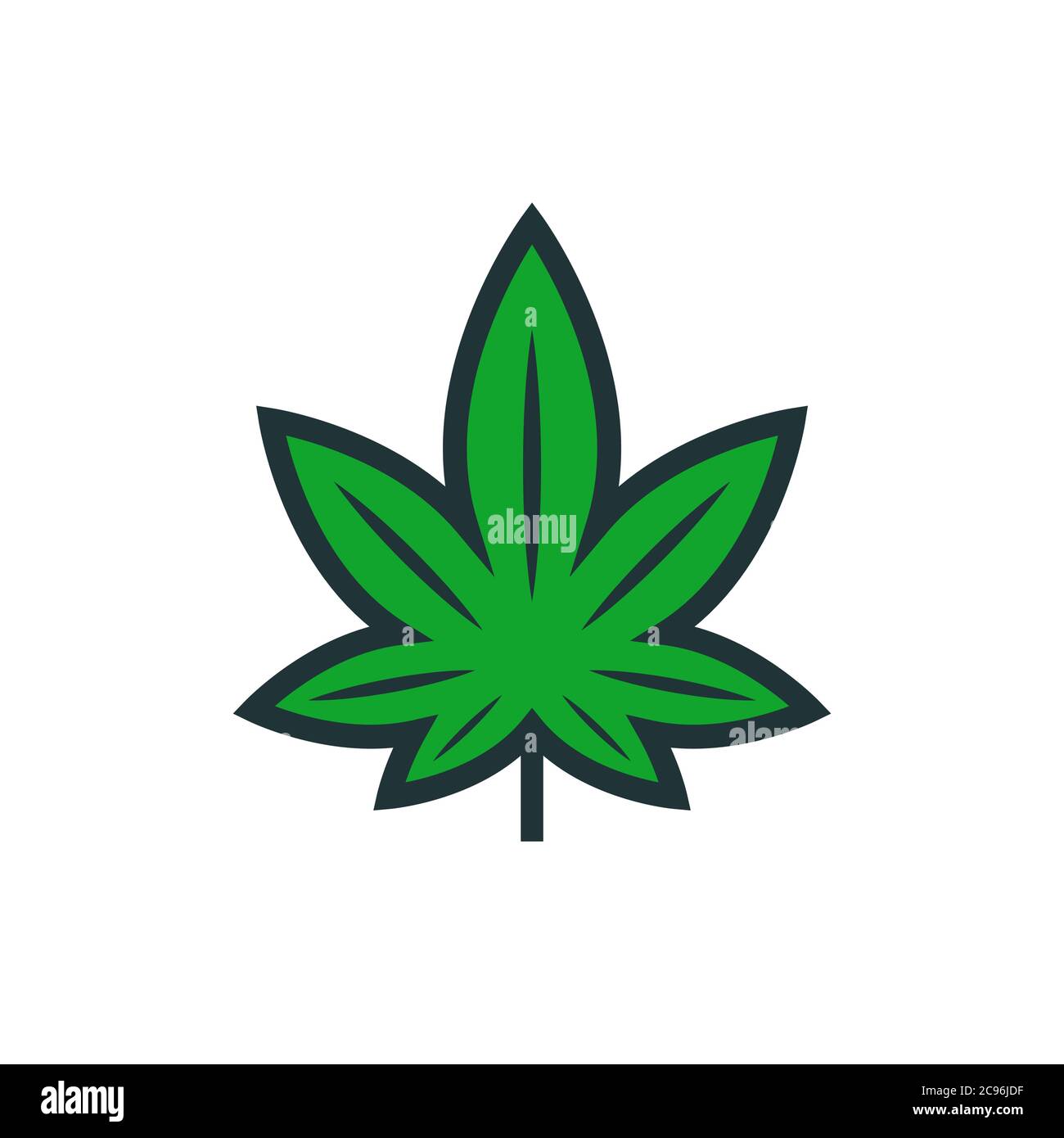 Hoja de cannabis en estilo de dibujos animados sobre fondo blanco Imagen  Vector de stock - Alamy