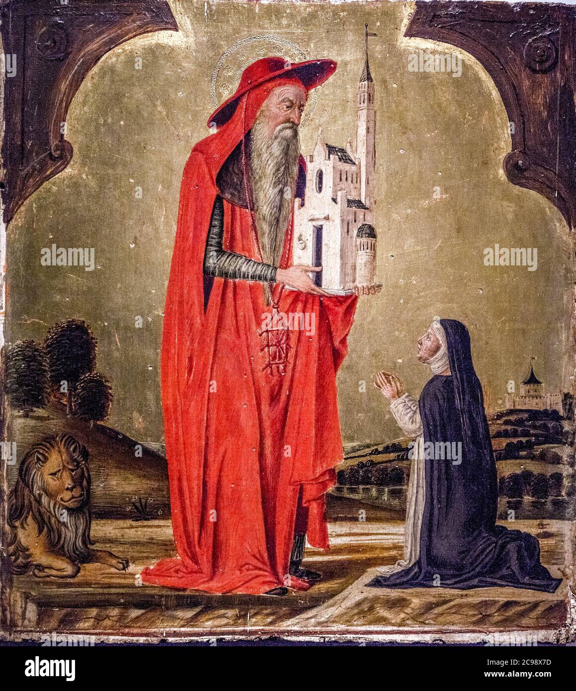 Italia Lombardía Milán Museo Diocesano - San Jerónimo con una monja donadora por Lazzaro Bastiani siglo XV Foto de stock