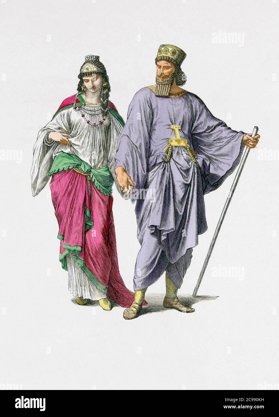 Una pareja de Mede con traje contemporáneo. Después de una obra del siglo XIX de un artista no identificado. Foto de stock