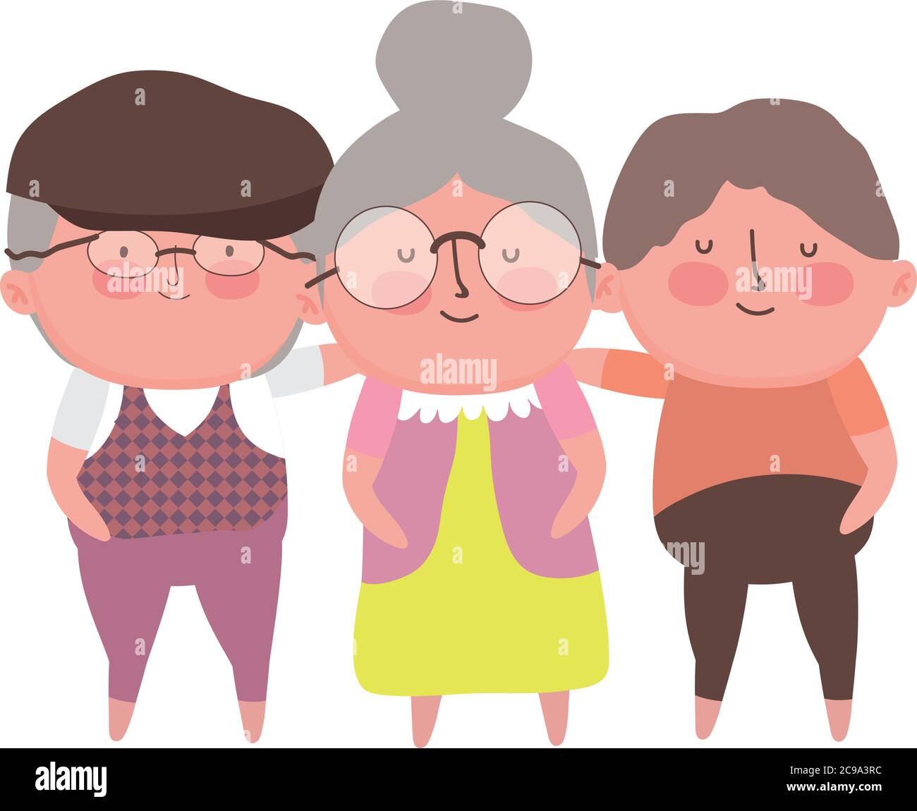 feliz día de los abuelos, abuelos y abuelitos juntos dibujos animados  vector ilustración Imagen Vector de stock - Alamy