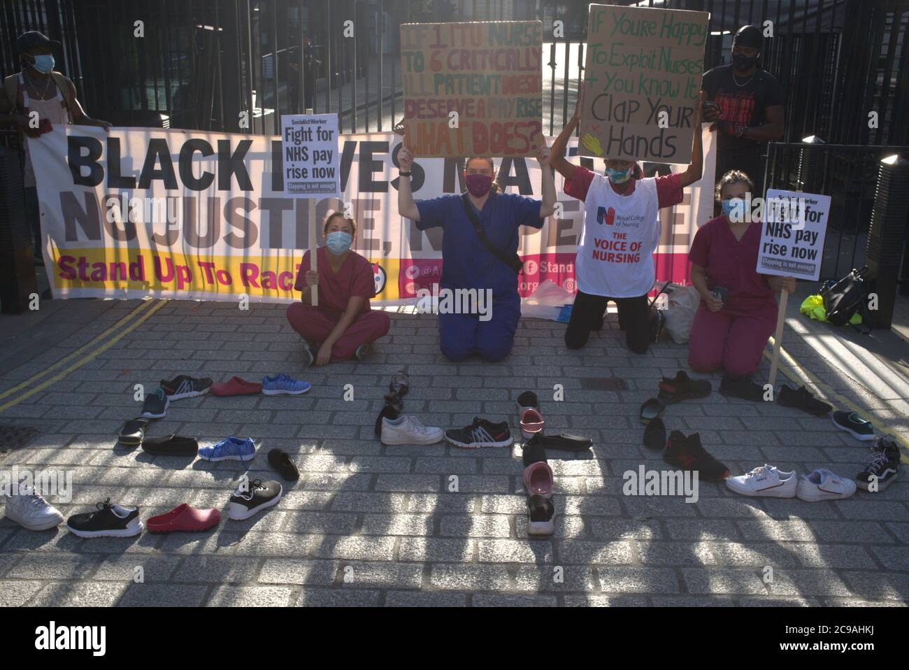 Justicia salarial para NHS y trabajadores clave 29/07/20 Foto de stock