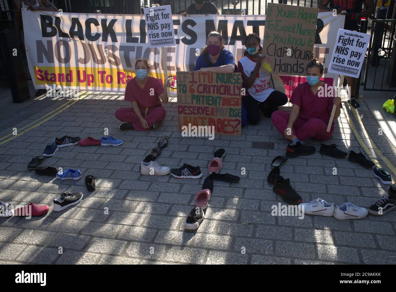 Justicia salarial para NHS y trabajadores clave 29/07/20 Foto de stock