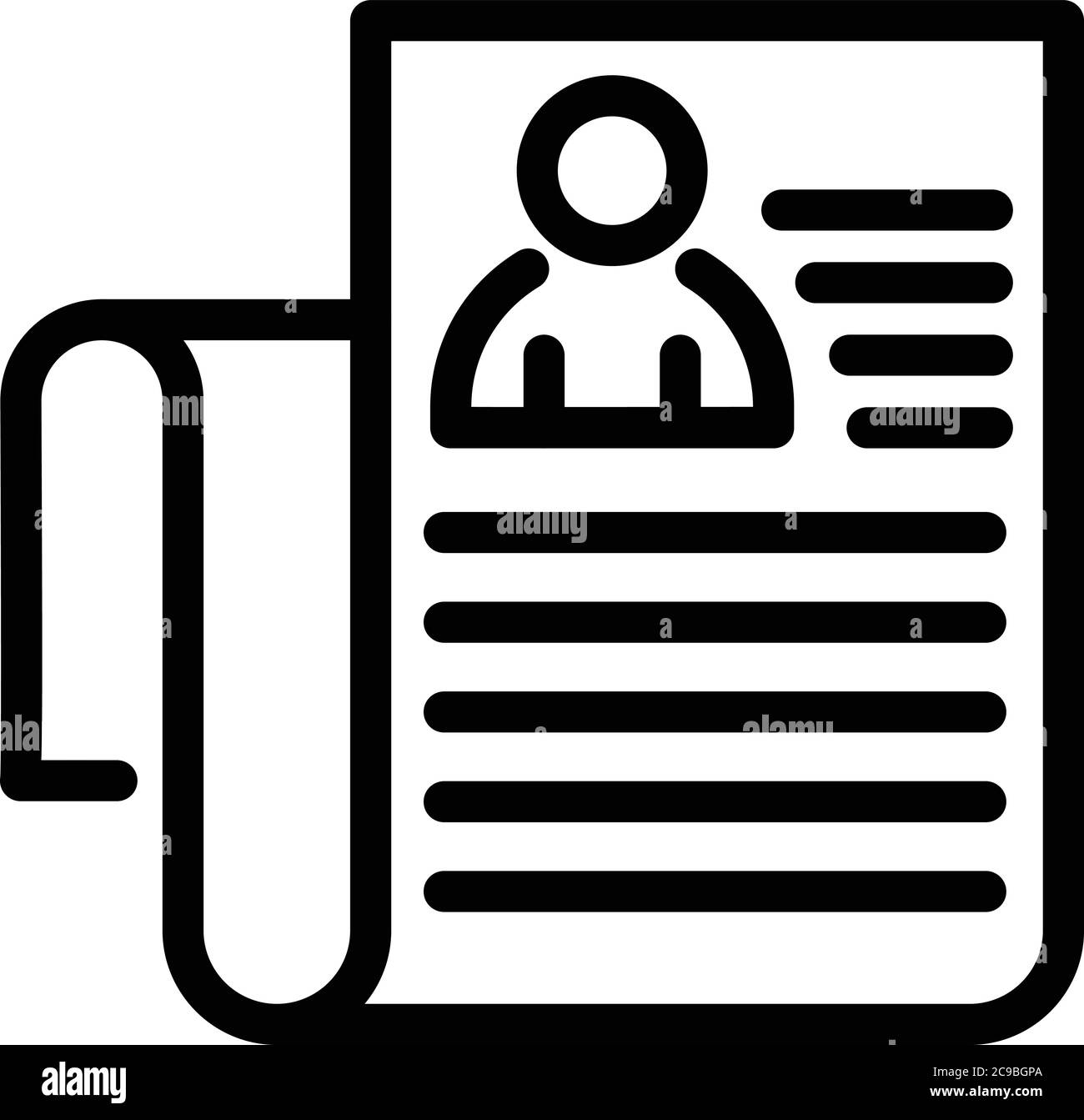 Icono de hoja de datos personales, el estilo de esquema Ilustración del Vector