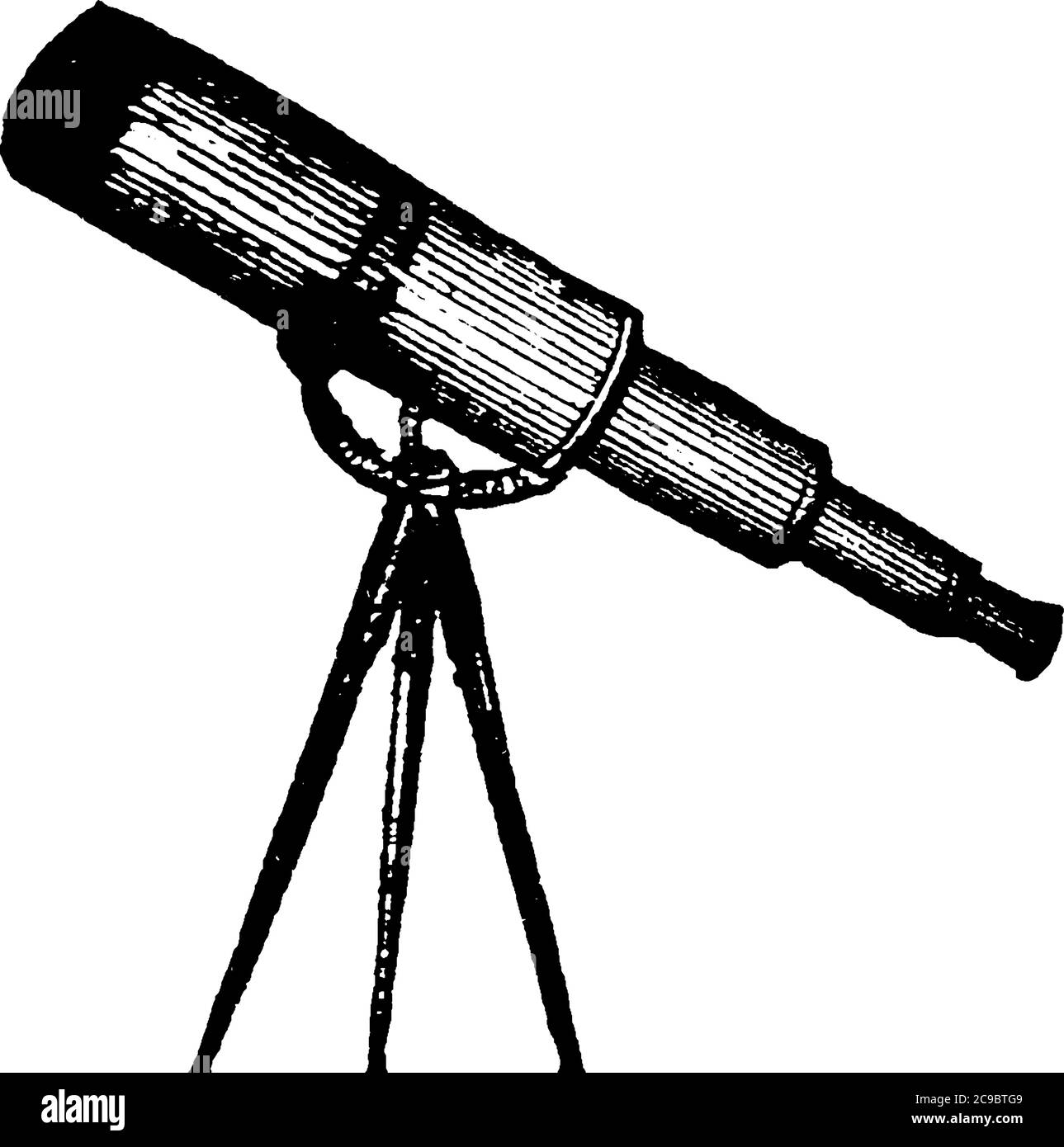 Los telescopios son instrumentos ópticos que hacen que los objetos  distantes aparezcan magnificados utilizando una disposición de lentes,  dibujo de líneas vintage o grabado mal Imagen Vector de stock - Alamy