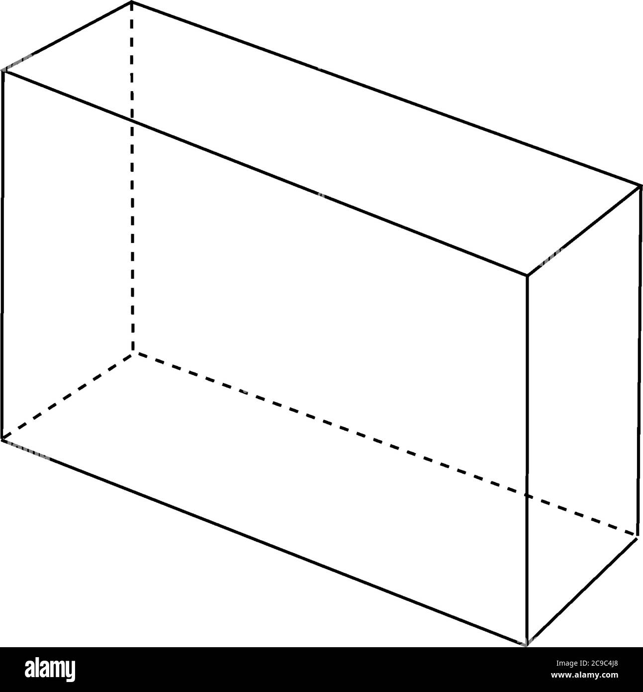 Un prisma rectangular derecho, visto en un ángulo, las bases son  rectángulos congruentes y las caras opuestas son rectángulos congruentes,  línea vintage drawin Imagen Vector de stock - Alamy