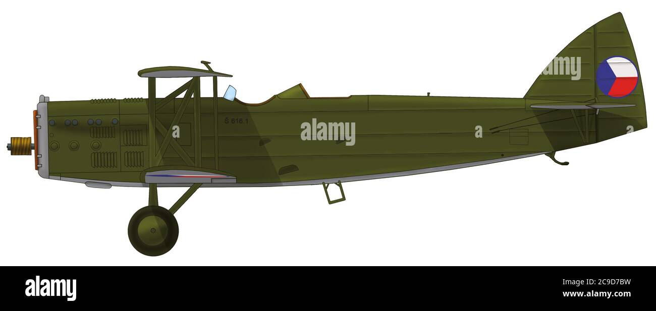 Prototipo Letov Š.616.1 durante las pruebas realizadas en el Centro de Investigación Aeroespacial checoslovaco (VTLÚ), primera mitad de la década de 1930 Foto de stock