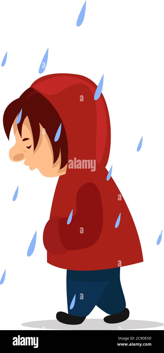 Niña en chubasquero rojo, ilustración, vector sobre fondo blanco Imagen  Vector de stock - Alamy