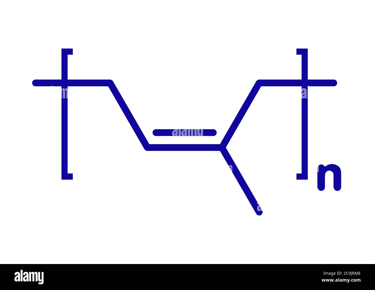 Caucho natural (cis-1,4-poliisopreno), estructura química. Se utiliza para  fabricar guantes de cirujanos, condones, botas, neumáticos de coche, etc.  fórmula esquelética azul Fotografía de stock - Alamy