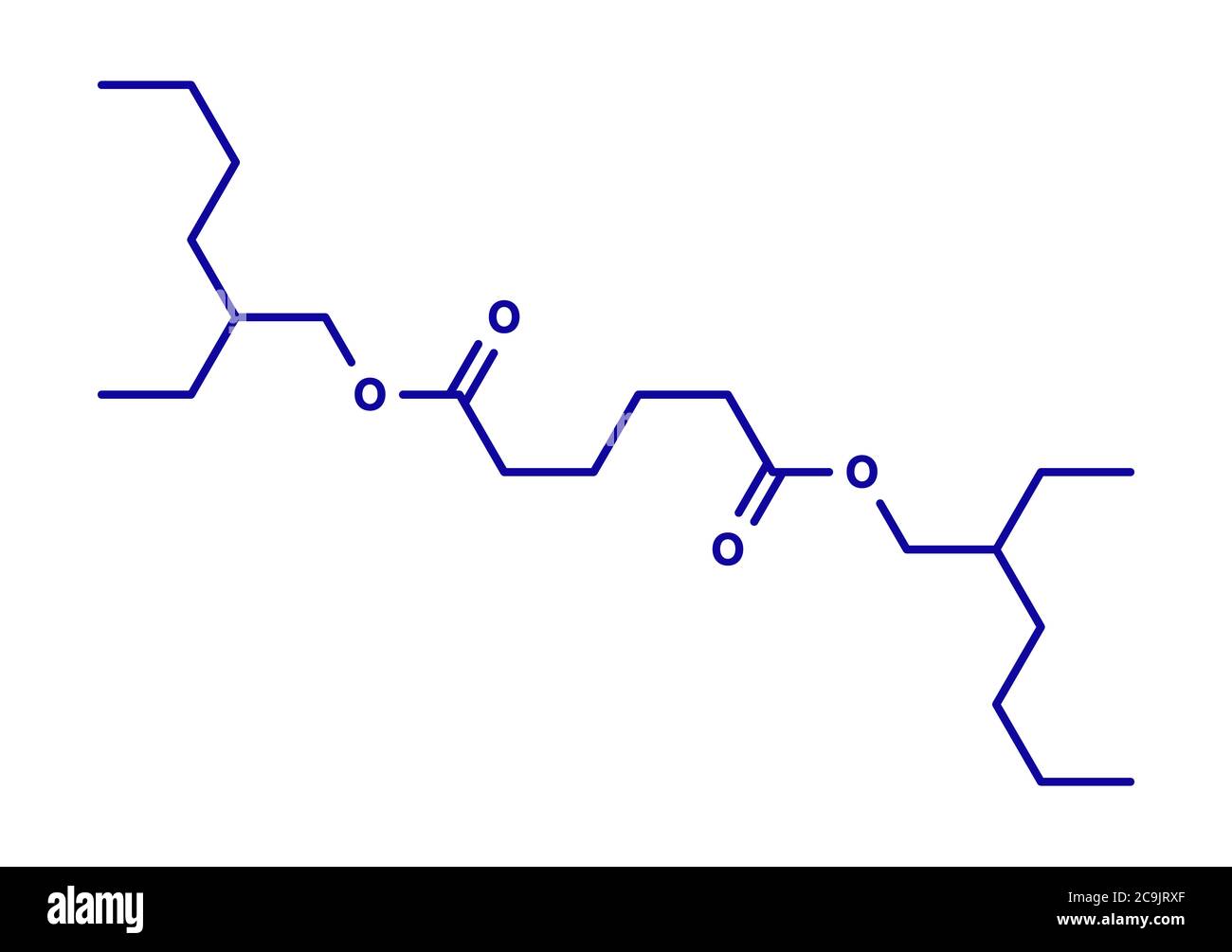 Molécula plastificante de bis(2-etilhexil) adipato (DEHA, diisooctílico  adipato). Fórmula esquelética azul sobre fondo blanco Fotografía de stock -  Alamy