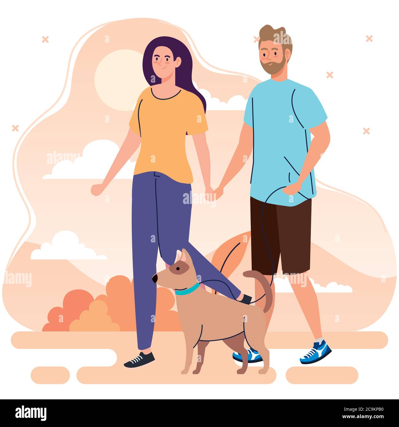 pareja realizando actividades al aire libre, pareja joven en un paseo con un perro Imagen Vector de stock - Alamy pareja realizando actividades al aire libre, pareja joven en un paseo con un perro Imagen Vector de stock - Alamy