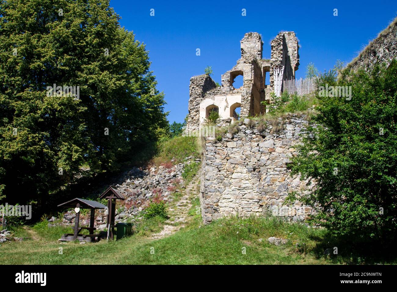 Burg Maidstein, castillo de Dívčí kámen, República Checa Foto de stock