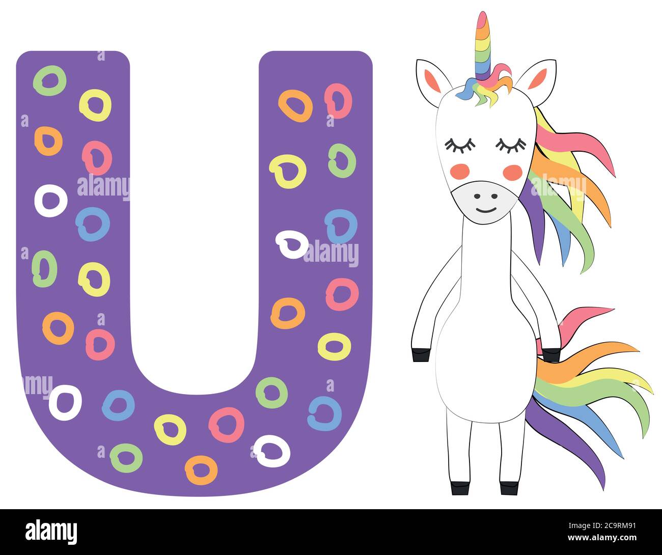 Lindo alfabeto animal para libro ABC. Ilustración de dibujos animados  unicornio. Letra U para el Unicornio Imagen Vector de stock - Alamy