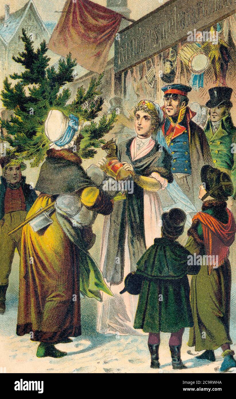 Louise de Mecklenburg-Strelitz, reina consorte de Prusia, en un mercado de Navidad Foto de stock