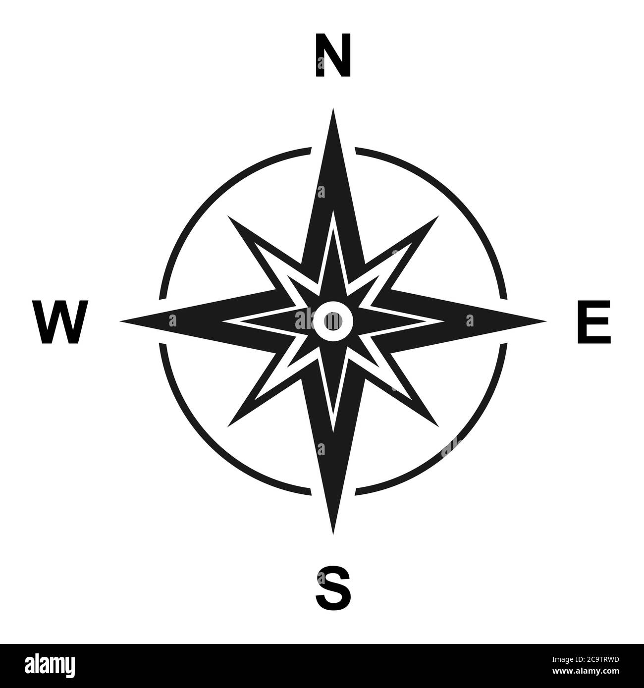 Moderna brújula de iconos planos con símbolo de norte, sur, este y oeste  aislado sobre fondo blanco Imagen Vector de stock - Alamy