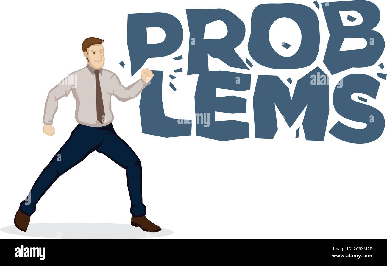 Hombre de negocios luchando contra el problema al encontrar una manera