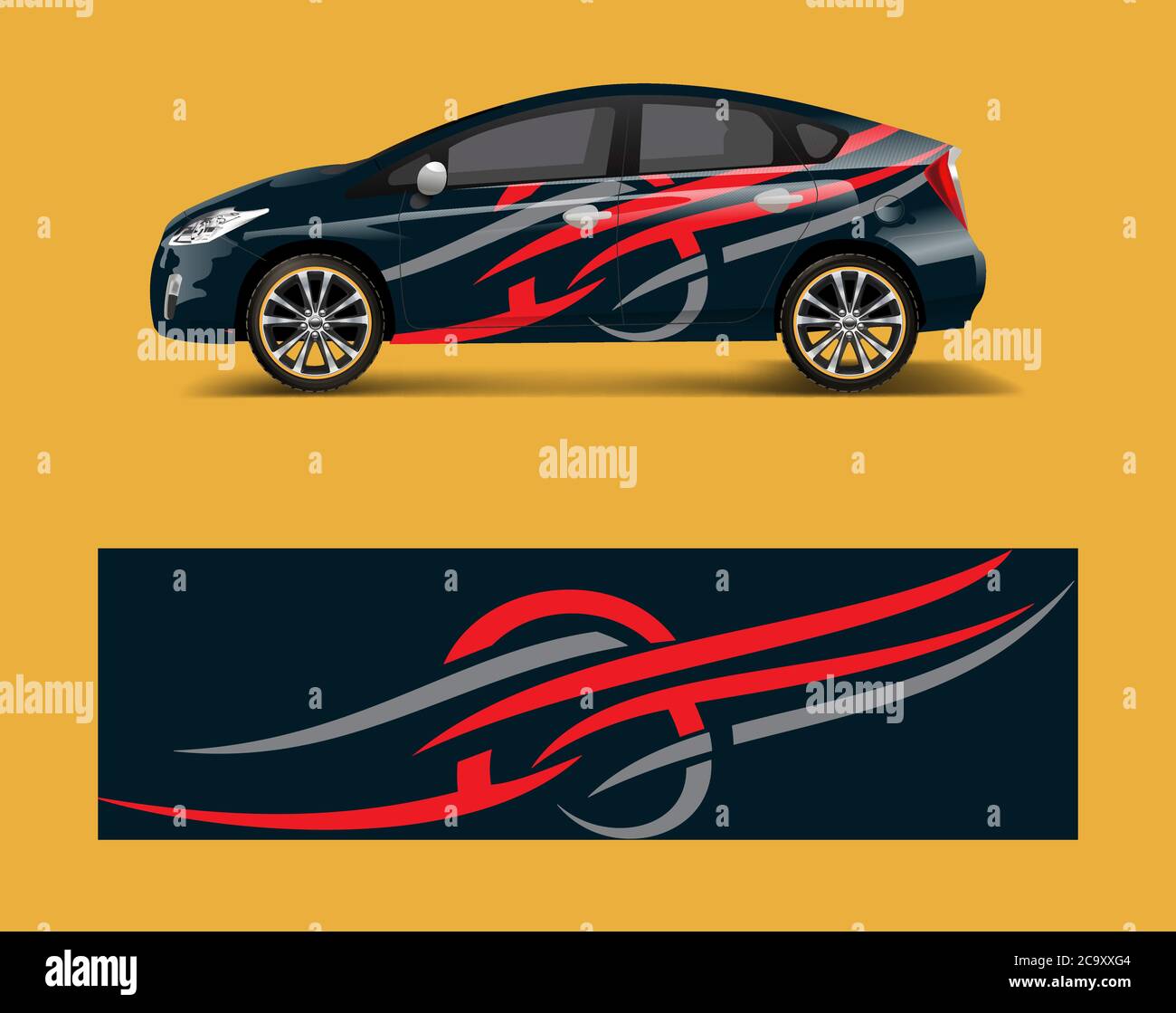 Etiqueta de coche gráfico vectorial envolver vinilo adhesivo. Diseños  gráficos abstractos con forma de onda para el diseño vectorial de la  plantilla de coches de carreras, marcas y deriva Imagen Vector de