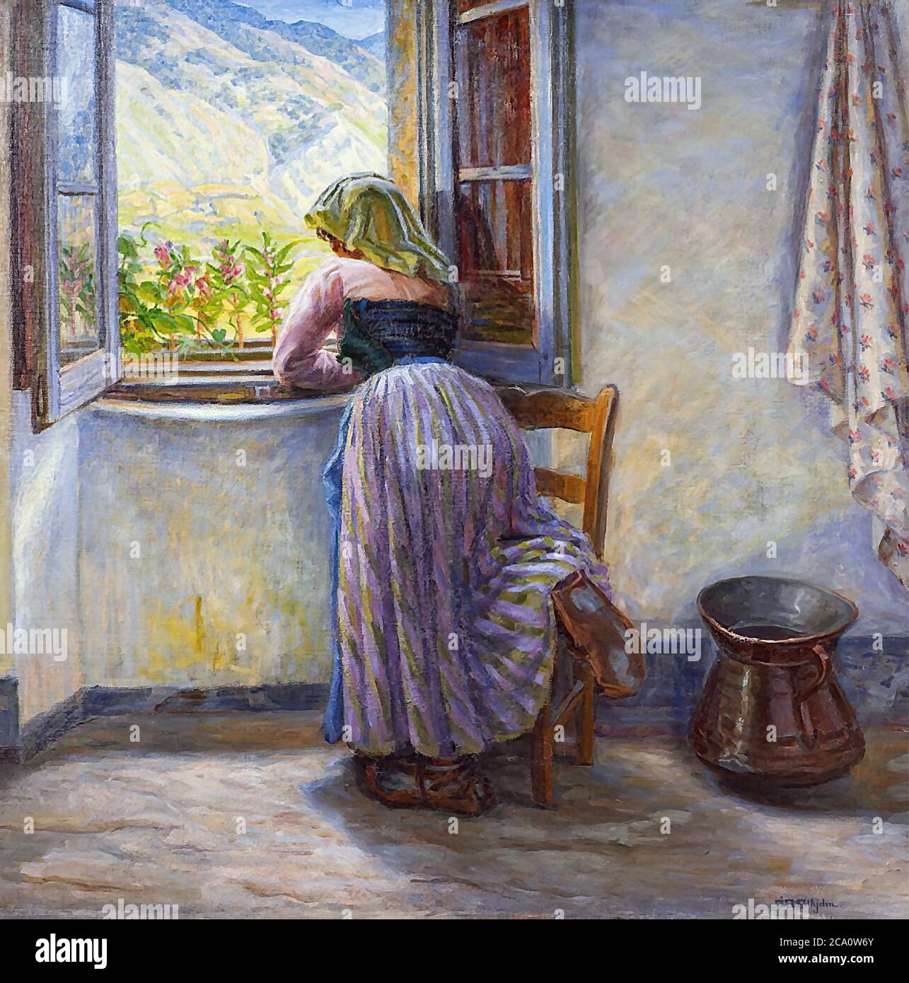 Pintura de mujer mirando por la ventana fotografías e imágenes de alta  resolución - Alamy