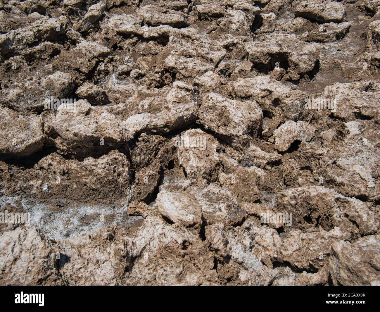 La superficie aproximadamente estructurada de un lago de sal seco Foto de stock