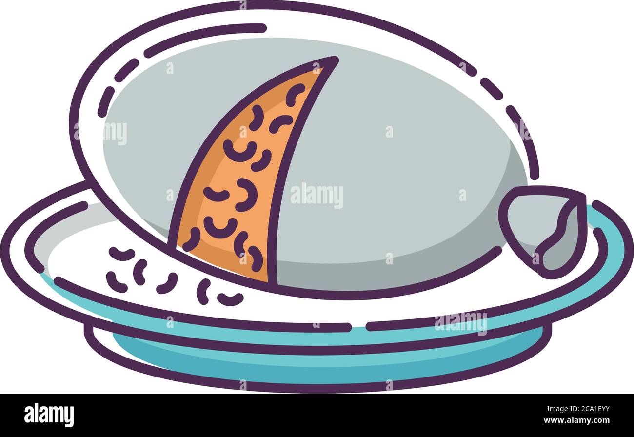 Icono de color RGB de Haggis. Comida escocesa sabrosa. Receta nacional de pudín. Plato cocinado en el estómago animal. Comida europea. Receta con hígado de oveja y. Ilustración del Vector