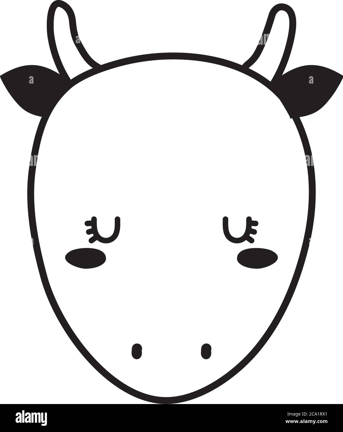 Cute toro cara dibujos animados estilo de línea icono diseño, animales zoológico vida naturaleza y carácter tema de vectores ilustración Ilustración del Vector