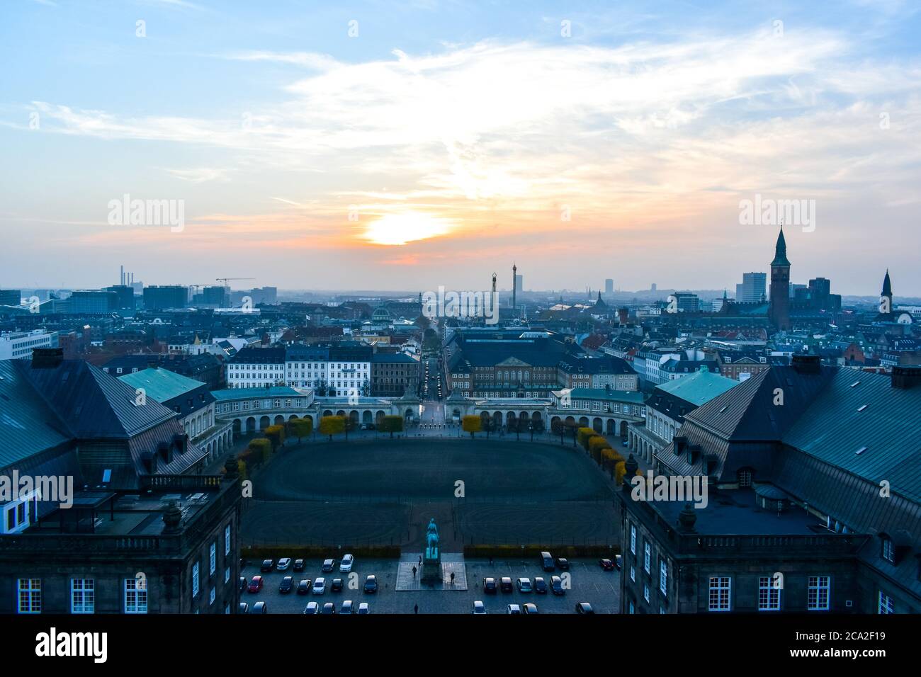 Vista desde la torre del Palacio Christiansborg Foto de stock