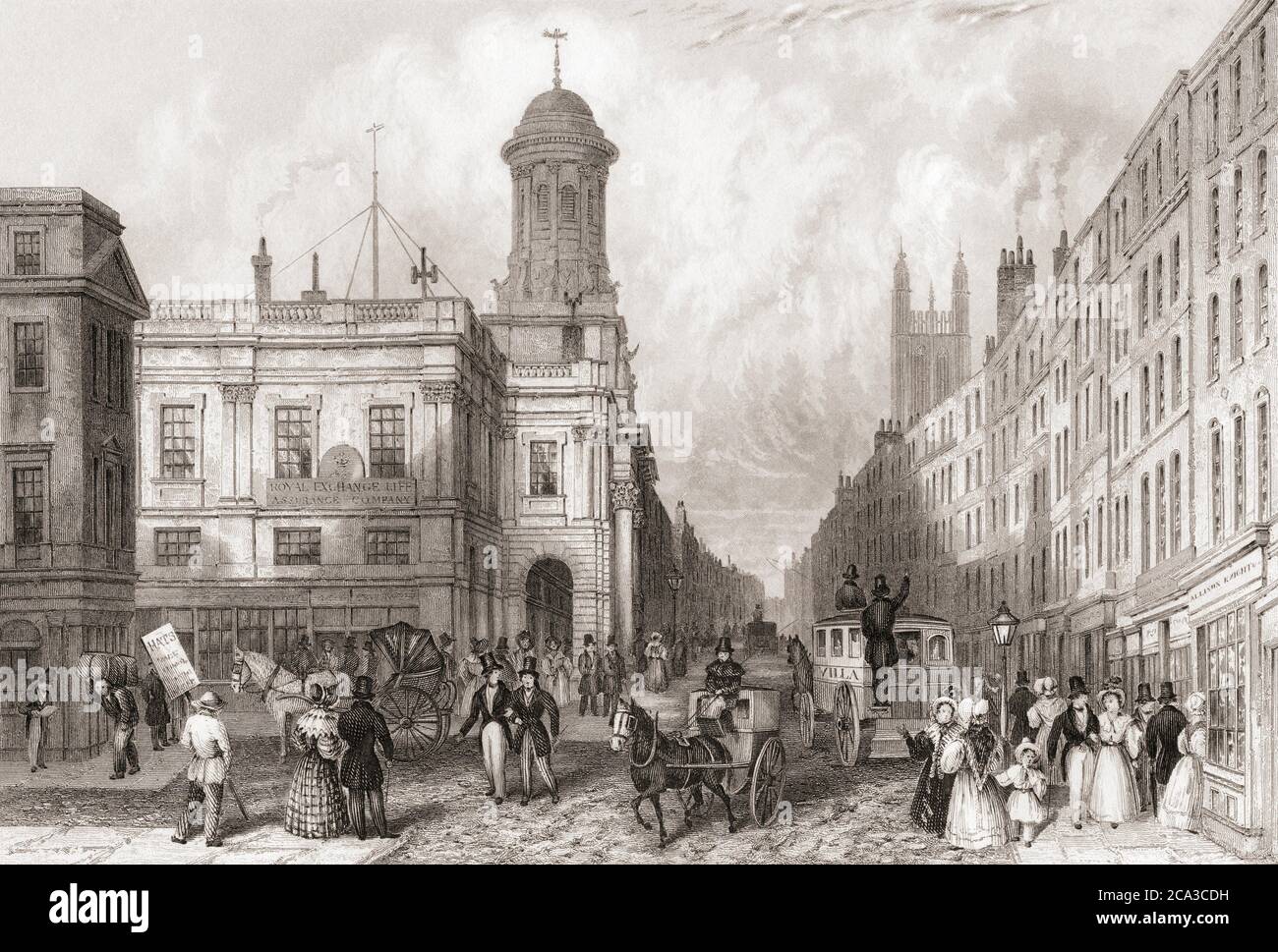 Royal Exchange Y Cornhill Londres Inglaterra Siglo 19 De La Historia De Londres Ilustrado Por Views En Londres Y Westminster Publicado C Fotografia De Stock Alamy