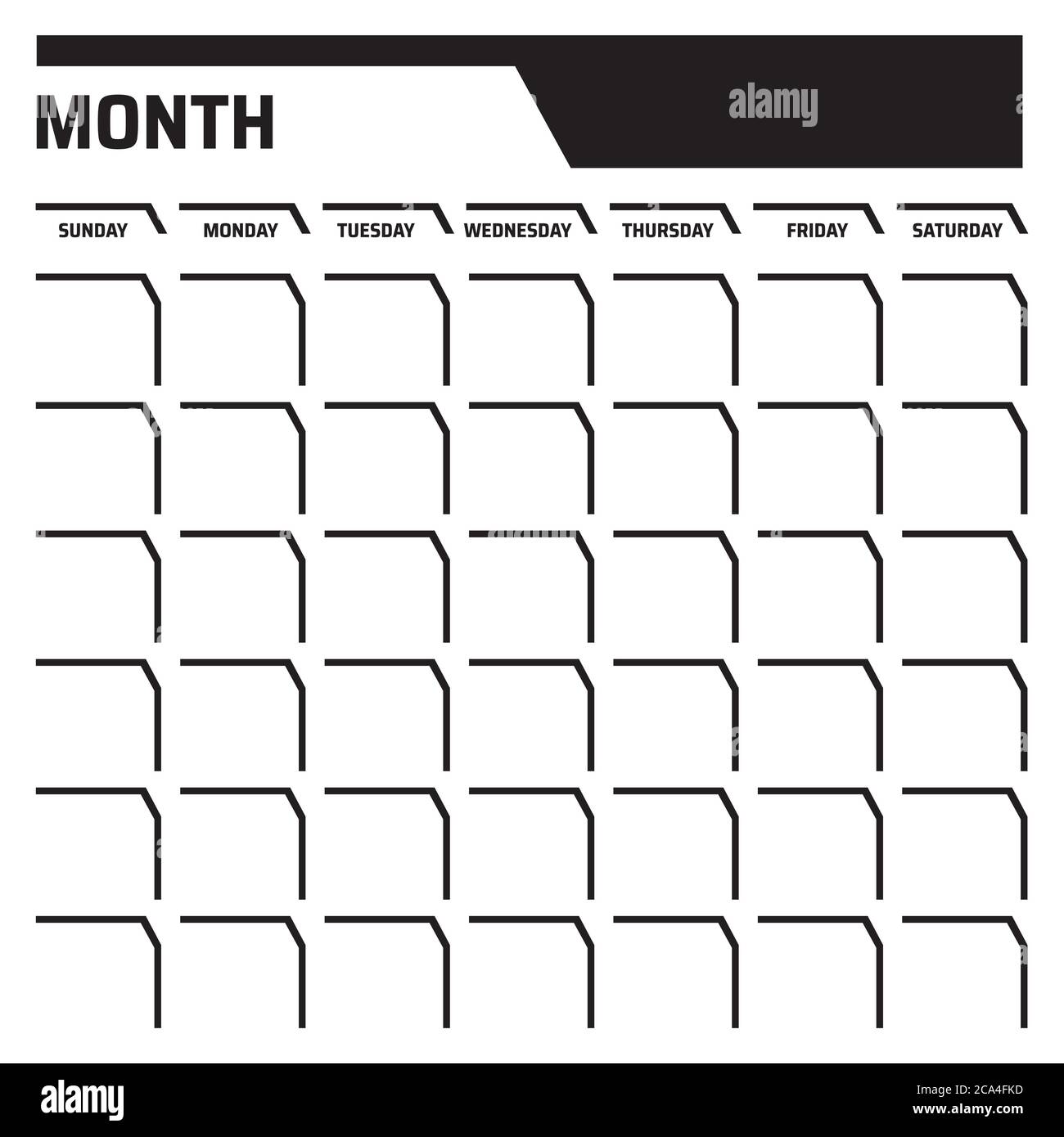 Plantilla De Calendario En Blanco Y Negro Con Lugar Para Fechas Y Meses Imagen Vector De Stock