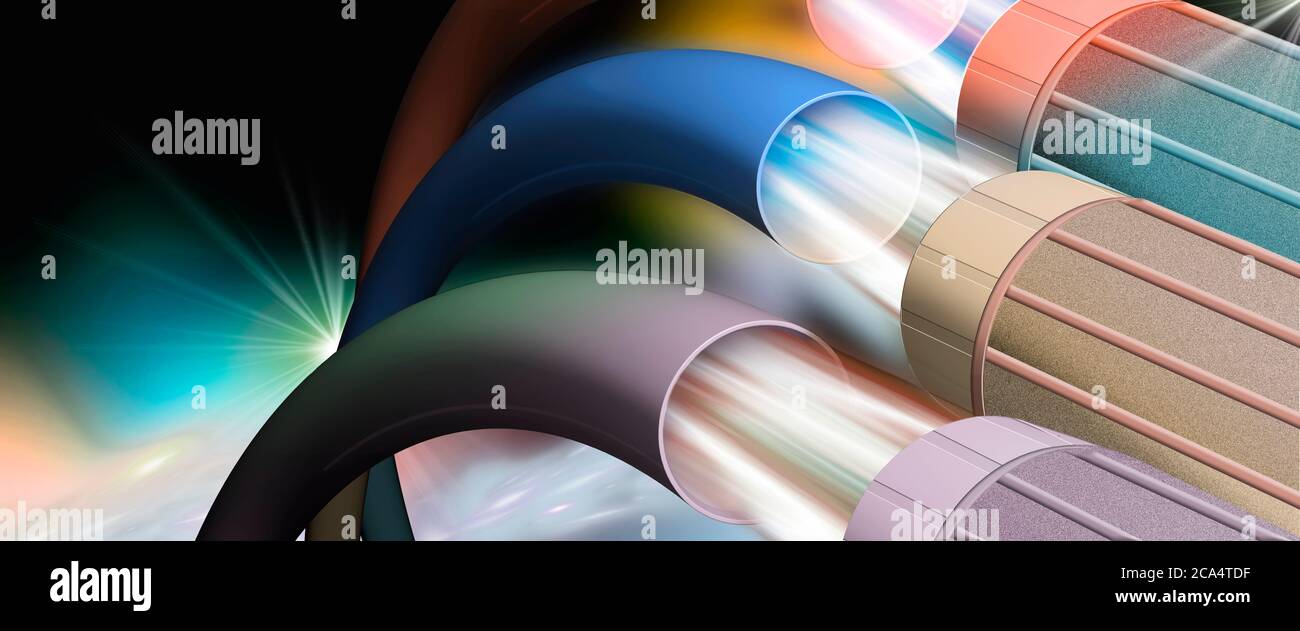 Primer plano del cable de fibra óptica Foto de stock
