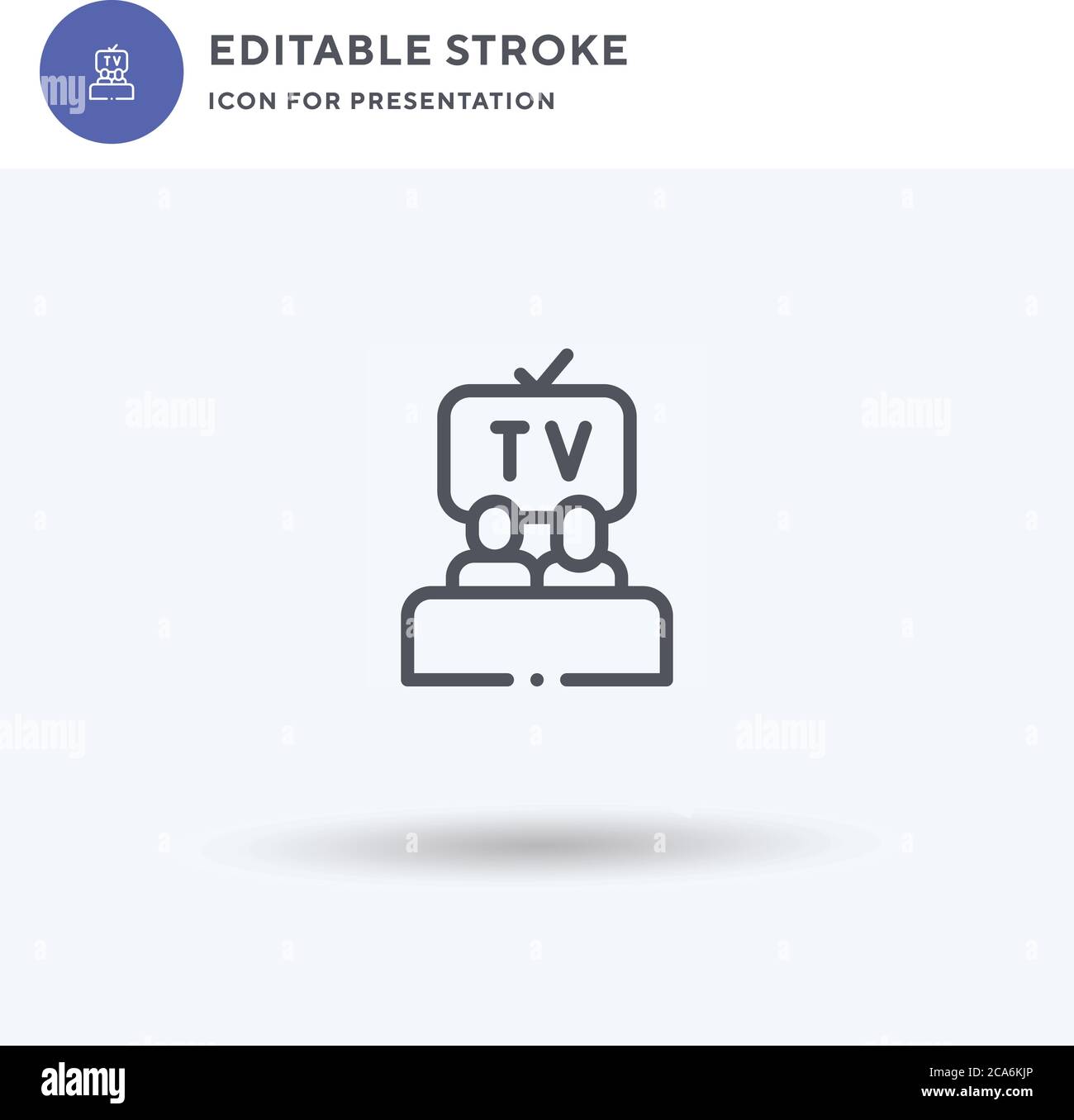 Ver la televisión icono vector, lleno de señal plana, pictograma sólido