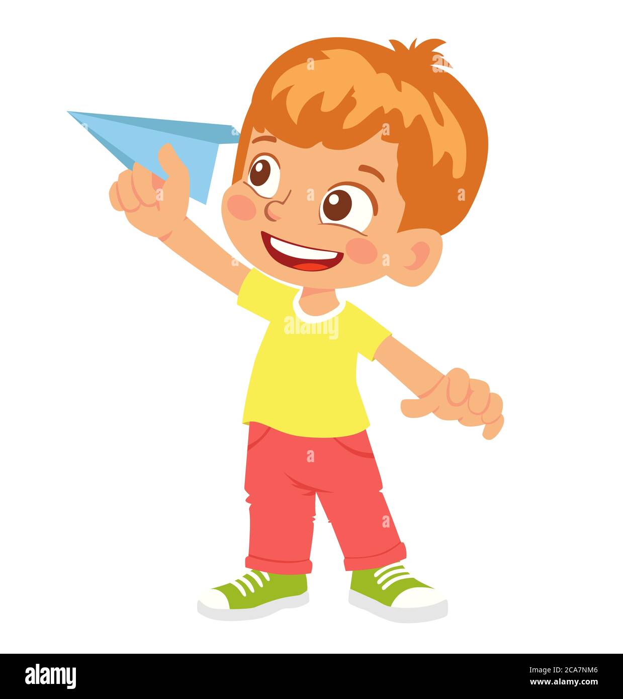 Niño tirando avion de papel Imágenes recortadas de stock - Alamy