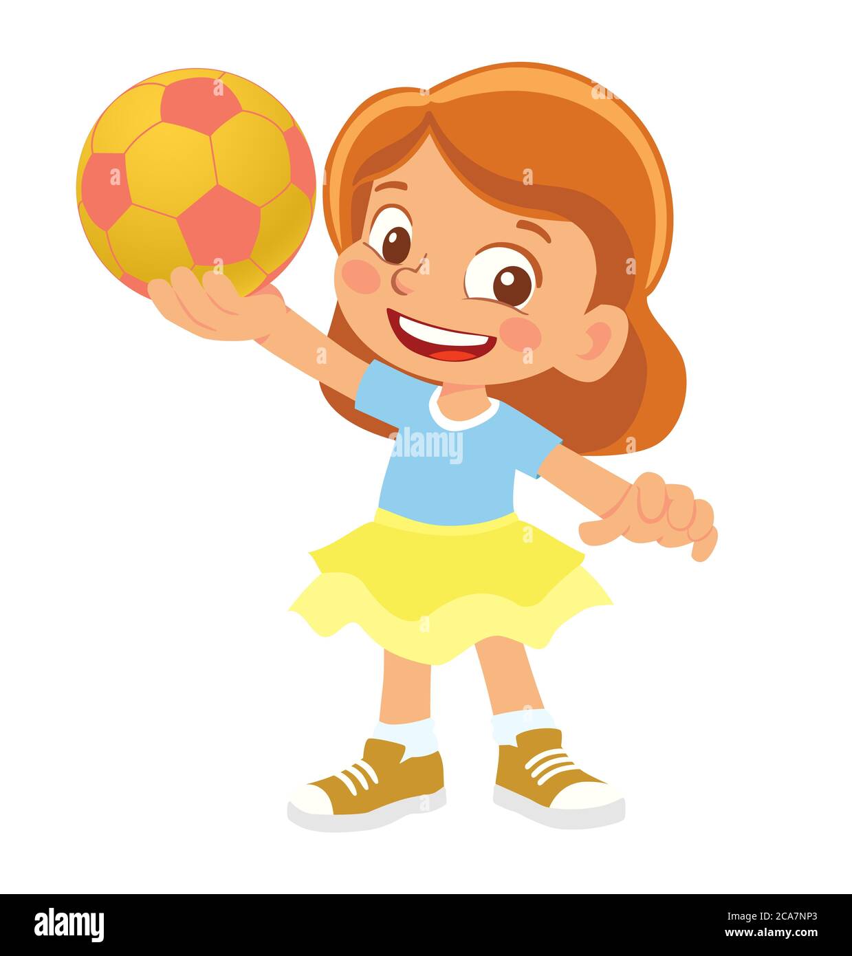 La chica sostiene el balón de fútbol. Niña de pie con pelota Fotografía de  stock - Alamy